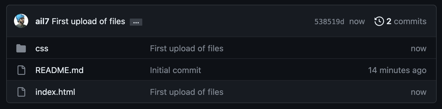 The UI in GitHub representing the file structure on a repository