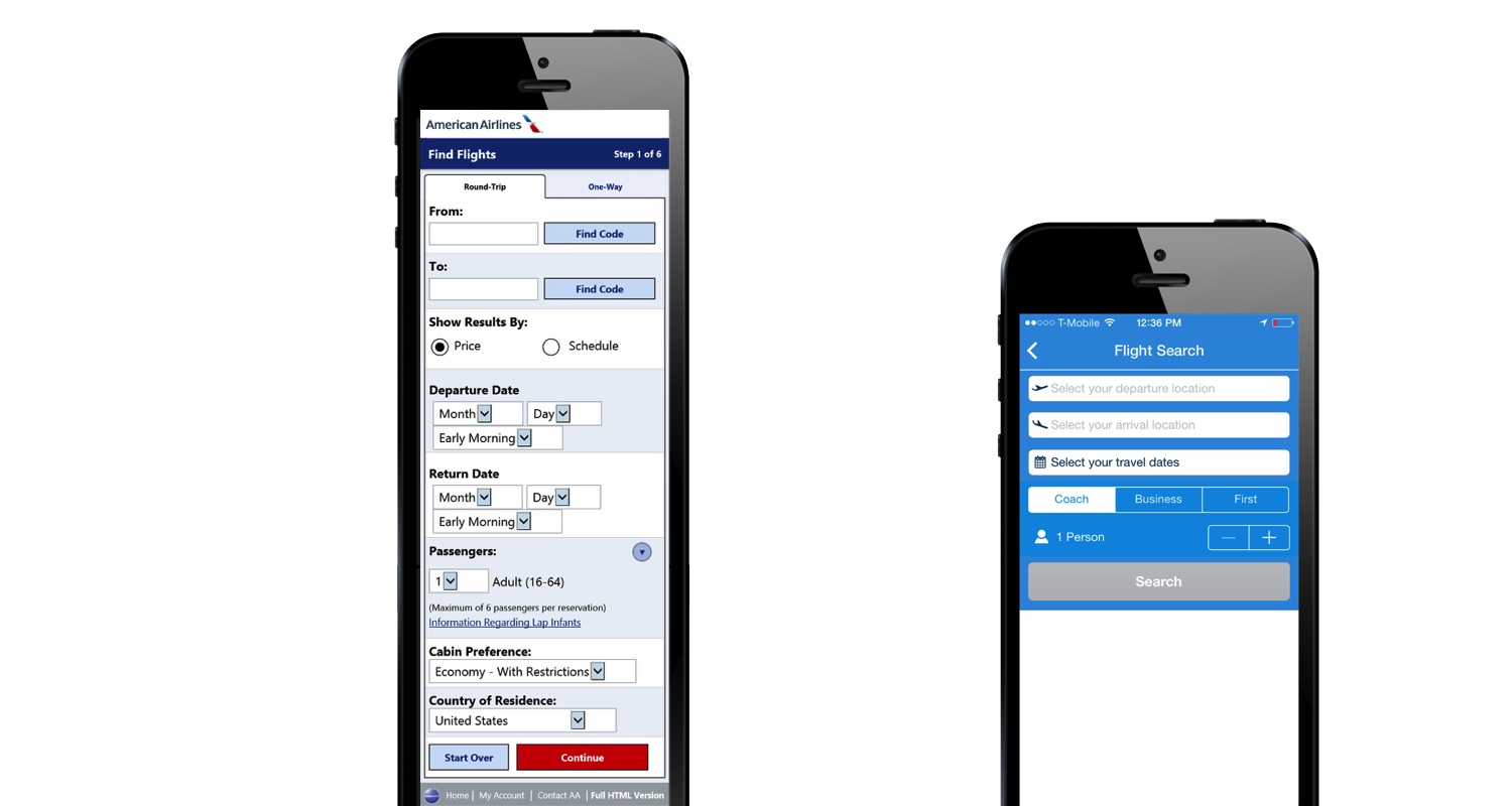 Two different airline forms; one long and detailed, one brief and succinct